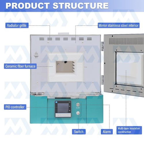 Lab Muffle Furnace 1200℃/7L Vacuum Furnace Material Sintering Fu oven High Tempe - Picture 2 of 7