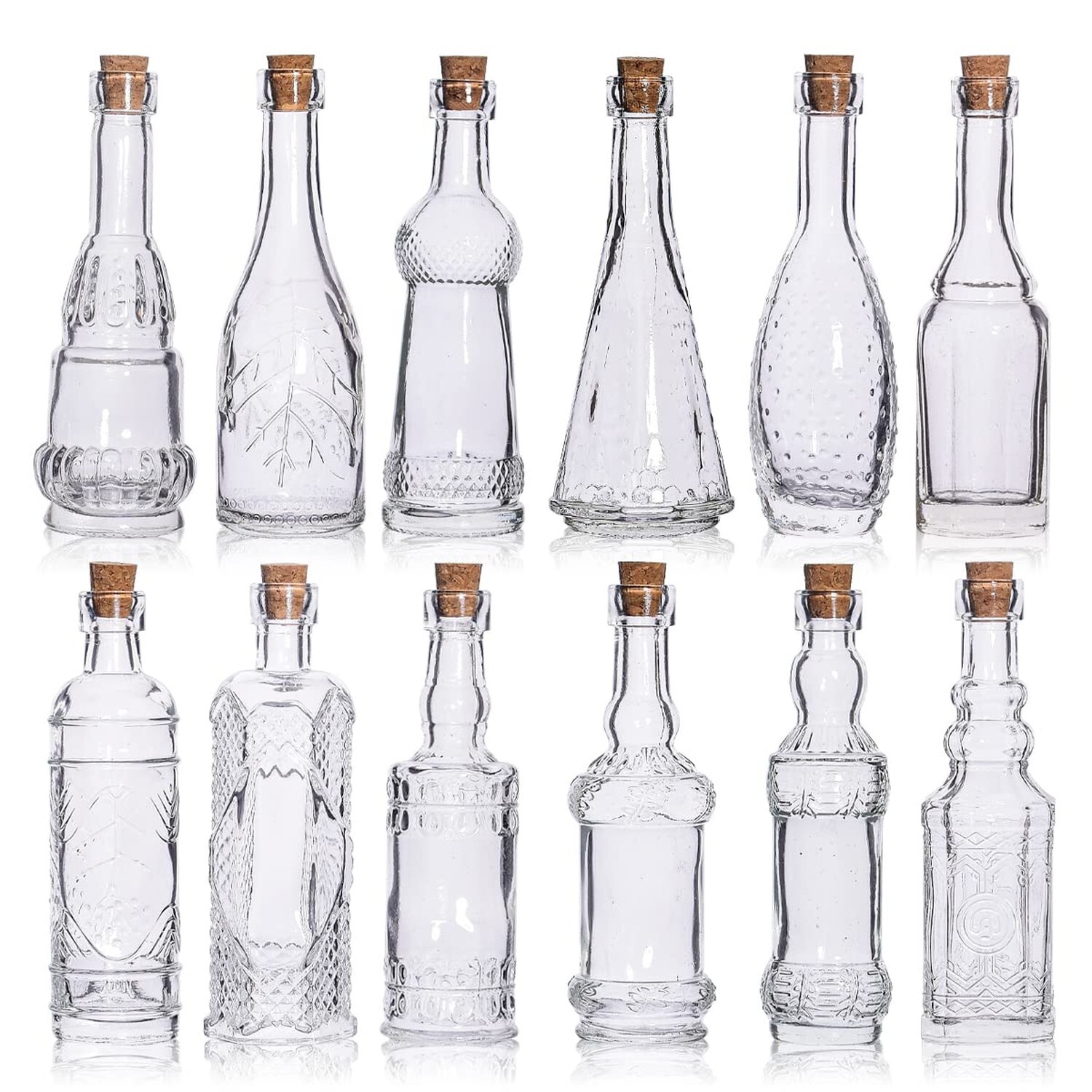 eleganttime Potion Bottles with Cork,12 Pack Small Clear Vintage Decorative B...
