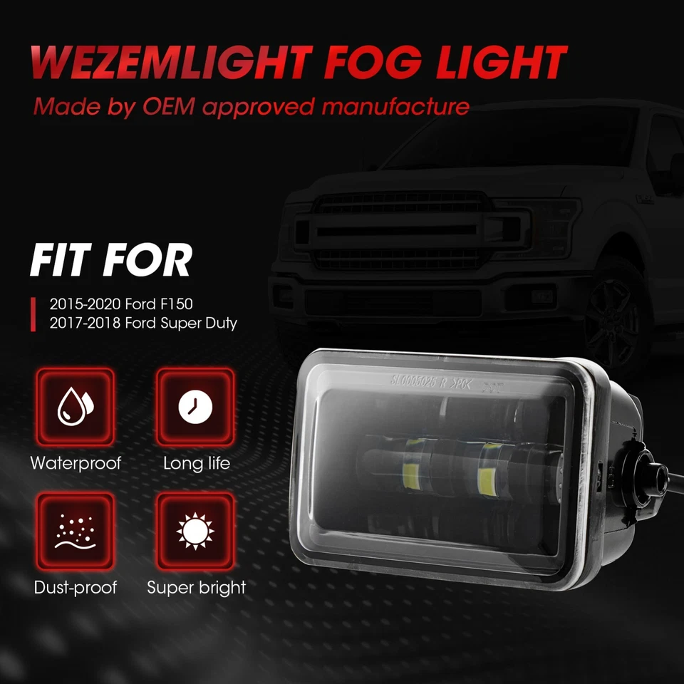 Luces antiniebla LED aptas para Ford F150 F-150 2015-2020 2017-2018 Super Duty 1 par L+R Foto 4 de 4