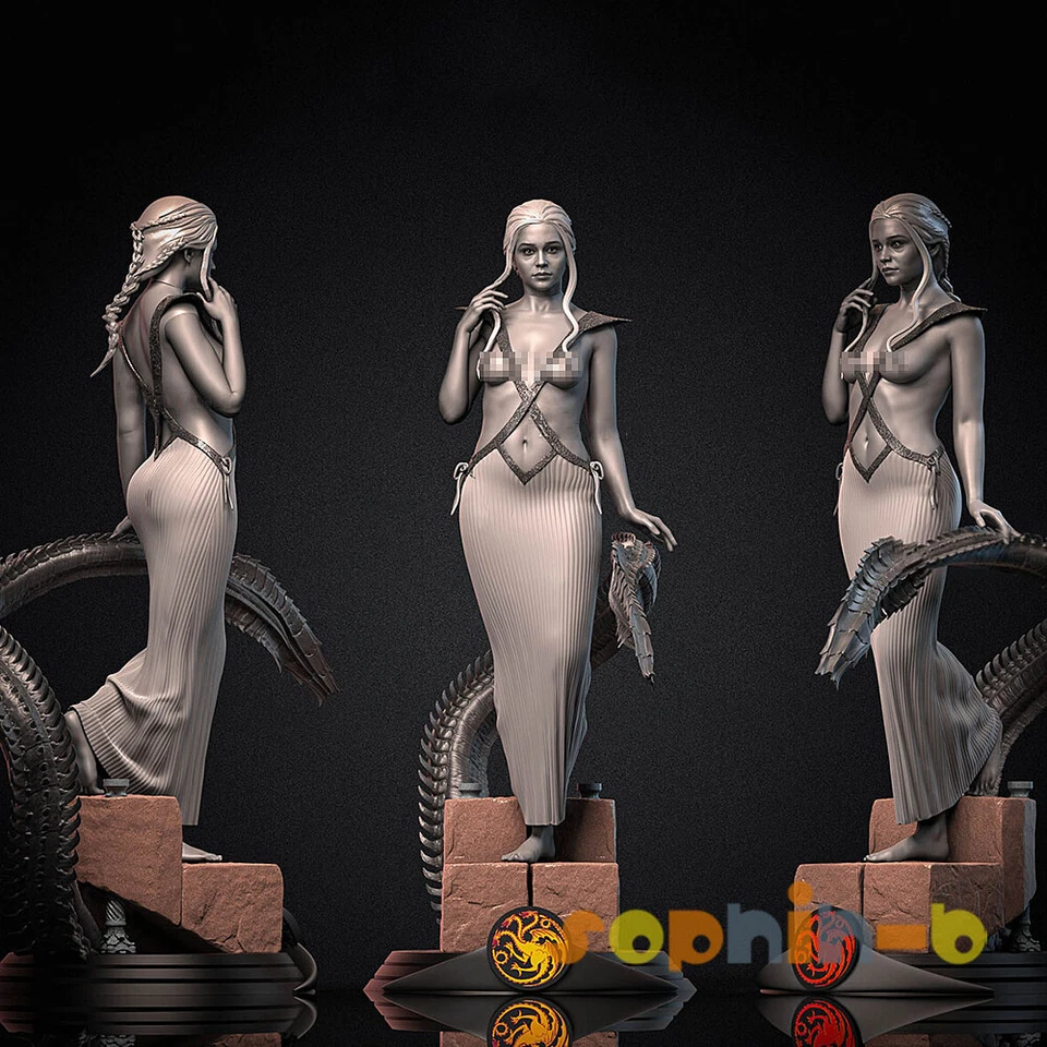 Daenerys Targaryen Sexy NSFW Resin 1:4 Model Unpainted 3d Print GK Statue Figure - Image 4 of 4