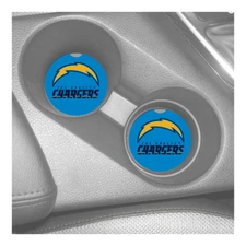 LOS ANGELES CHARGERS DESIGN CUSTOM MADE RUBBER CAR COASTERS SET (2)