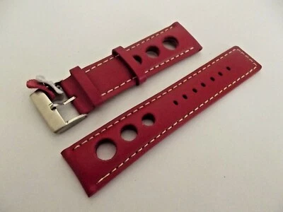 DILOY cinturino traspirante di qualità bordeaux vera pelle forato orologi watch strap