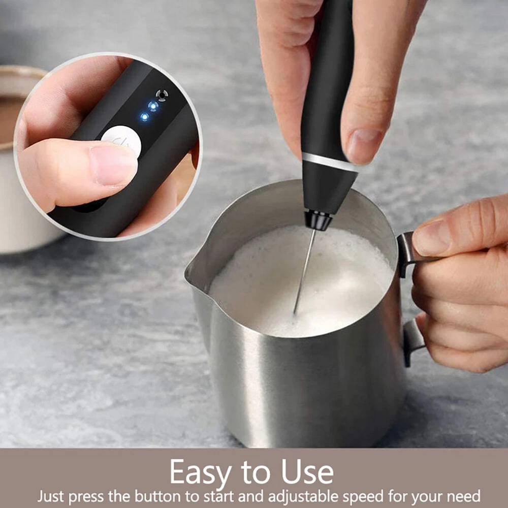 Milk Frother USB Rechargeable Mini Handheld Electric Blender Mixer Whisk Drin
