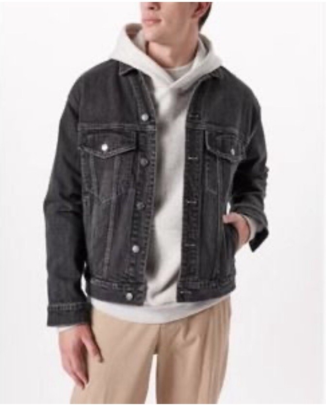 $98 Abercrombie & Fitch Denim Trucker Jacket Washed Black M | eBay