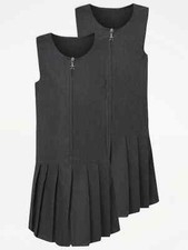 Girls Uniform All Colours Drop Waist Pleat School Pinafore Dress 2 Pack G