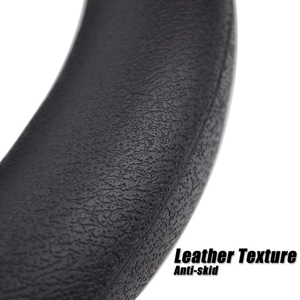 14" - 16" Car Soft Silicone Steering Wheel Cover Black Leather Texture Trims Foto 3 de 4