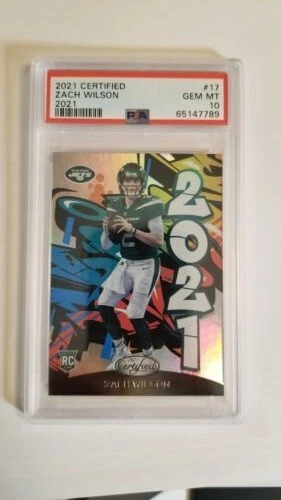 2021 Panini Certified Zach Wilson Graffiti Rookie #2021-17 PSA 10 Gem Mint JETS
