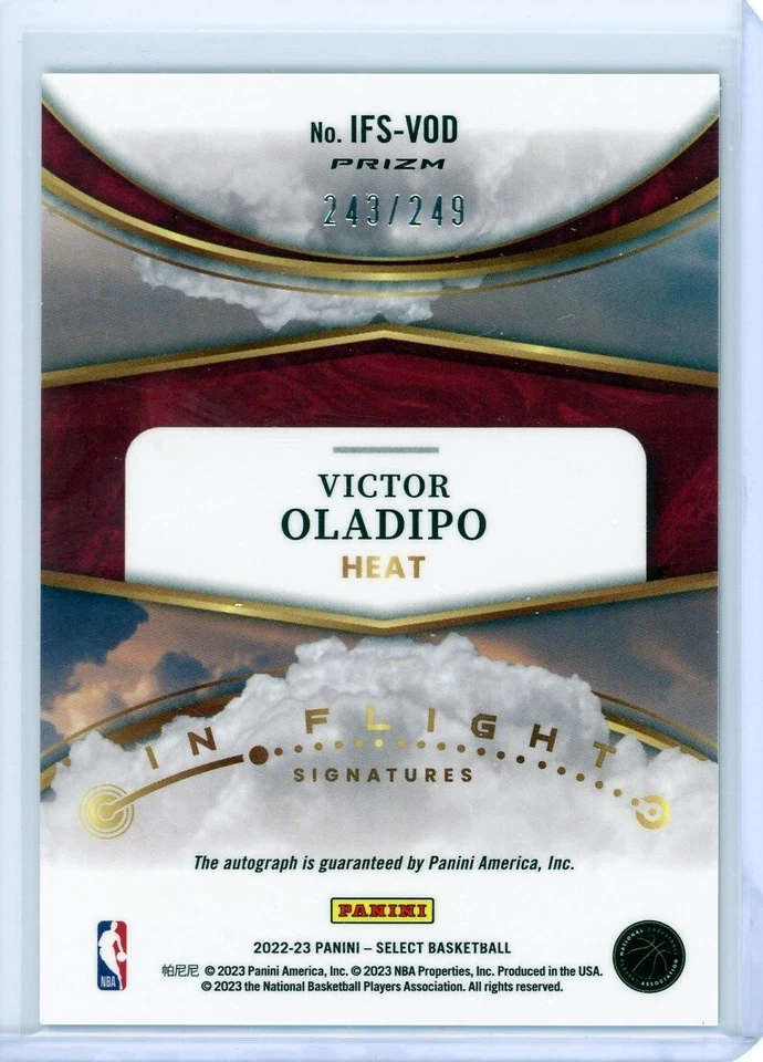 Victor Oladipo 2022-23 Select In Flight Silver Auto 243/249 - Image 2 of 2