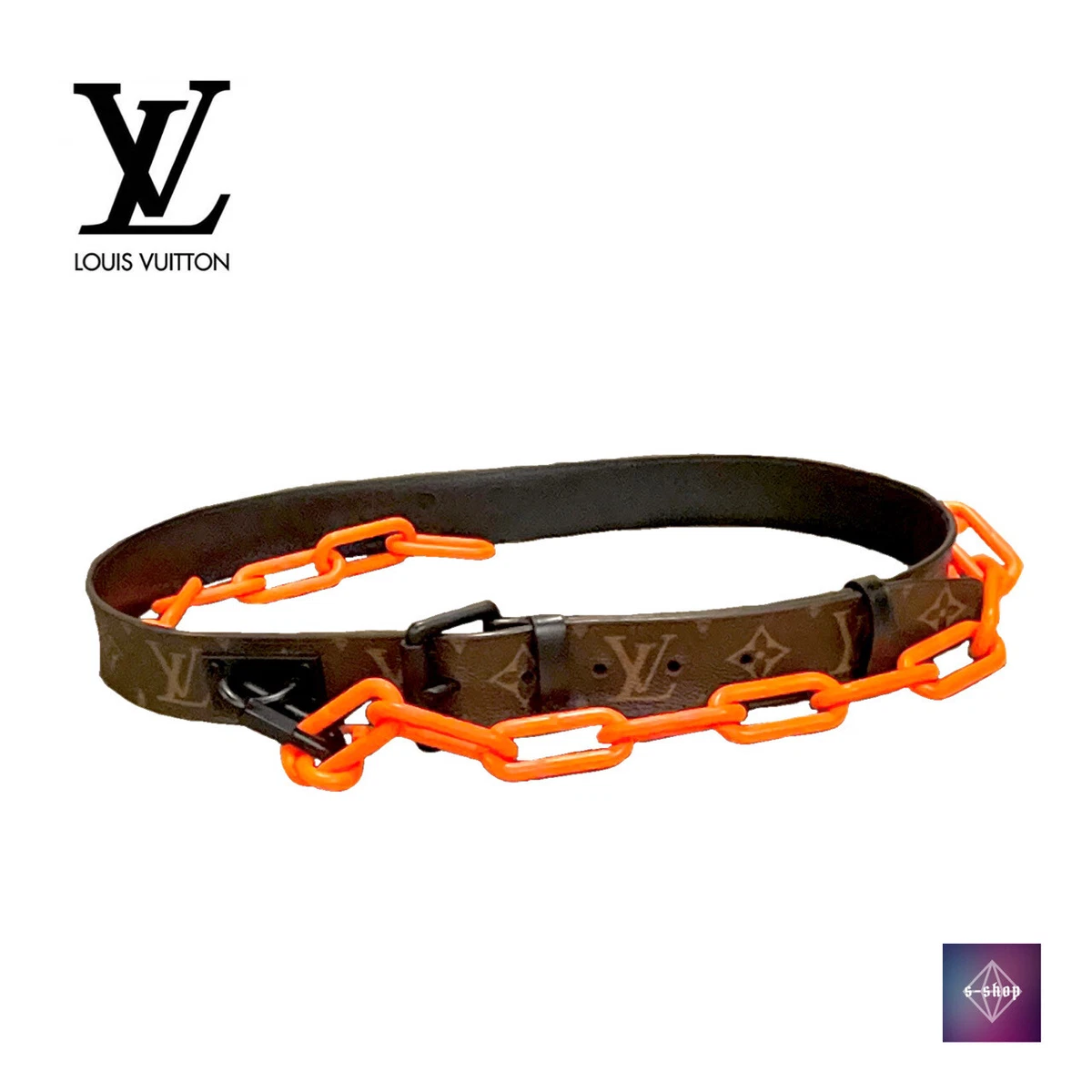 Pre-owned Louis Vuitton Signature Belt Monogram Chains 35mm Brown/orange