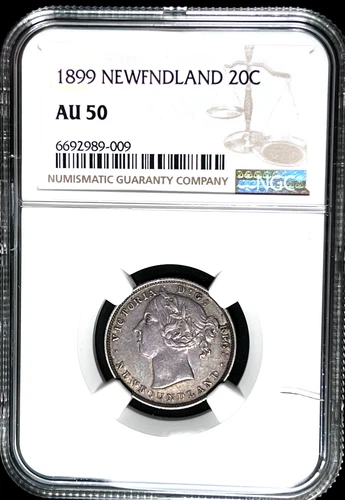 Canada Newfoundland 1899 20 Cents *NGC AU-50* Full Sharp AU Details Looks Gr8