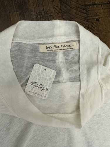 Free People Starlight Tee in Ivory NWT $78 Medium Linen Viscose - Picture 3 of 8