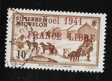 SPM MIQUELON 1941 YT 212A  USED VF  ...RARE ONLY 1500 EX