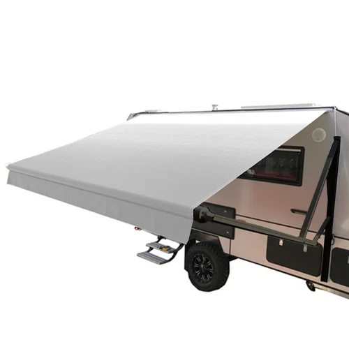ALEKO Motorized Retractable RV Awning 16X8 ft Patio Camping Canopy Grey