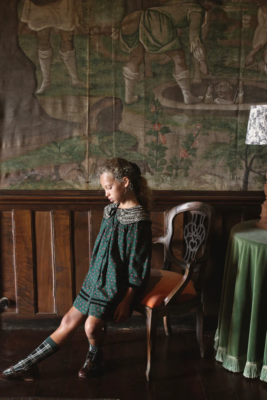 NWT BONJOUR DIARY velvet collar sun dress tunic provencal print