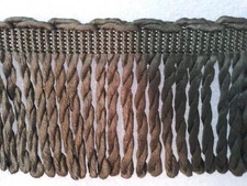 6 yards BULLION FRINGE  4" - DARK OLIVE GREEN - Upholstery Chair Fabric Trim 