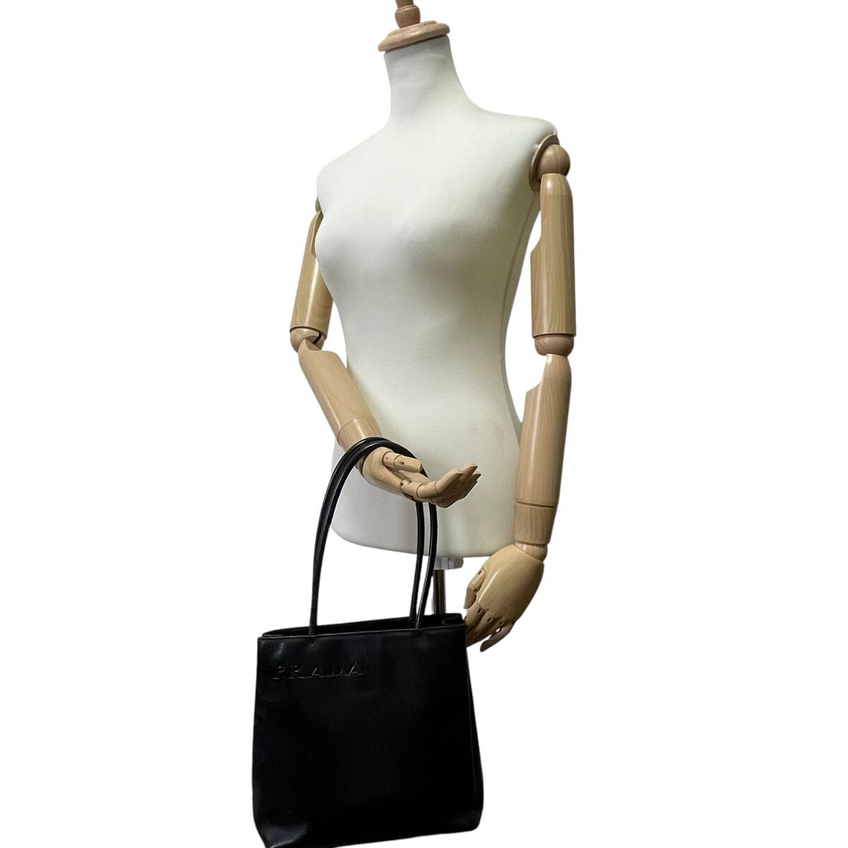 Prada Tote Bag Black Leather Double handle Handbag 104 Y2K Prada Tote Bag Black Leather Double handle Handbag 104 Y2K