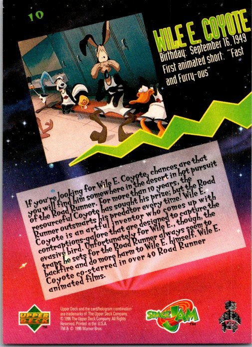 Space Jam 1996 UD Warner Bro.'s All Star Cast Introducing Wile E