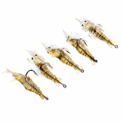 5 Pcs Lures Bait Shrimp Fishing Simulation Prawn Saltwater Hooks Fish  Supply PVC | eBay