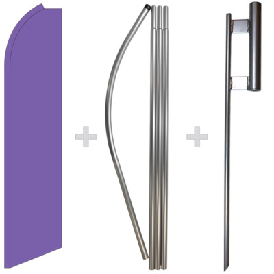 Solid Purple 15' Tall Swooper Flag & Pole Kit Feather Super Bow Banner