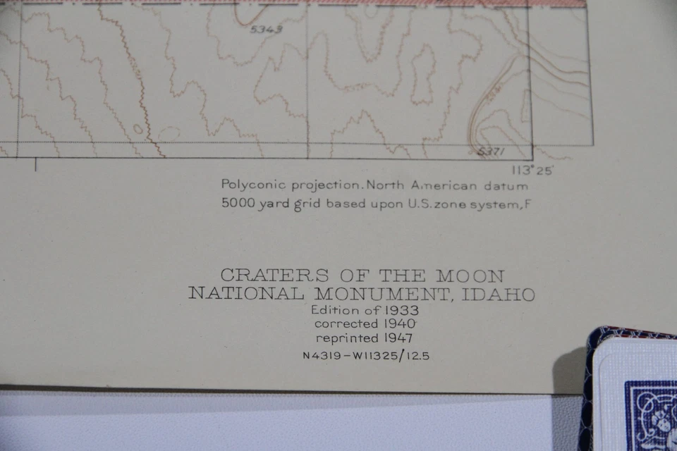 Mapa Topográfico CRÁTERES DE LA LUNA MONUMENTO NACIONAL ID USGS 1947 De Colección 32x25 Foto 2 de 4