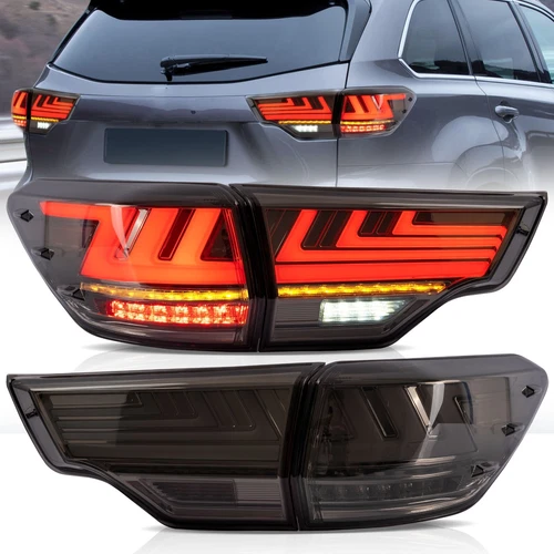 Smoked Full LED Tail Lights For 2014-2019 Toyota Highlander Rear Brake Lamps Set - Bild 1 von 12