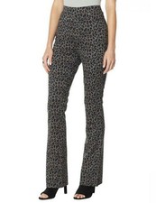 DG2 Diane Gilman Grey Leopard Pull-On Stretch Ponte Bootcut Pants Petite New