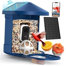  Bird Feeder with Camera, 2K Ultra HD Live Stream & AI Bird ID for 10,000+ Blue