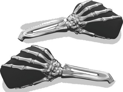 Kuryakyn 1759 Skeleton Hand Mirrors Chrome Black Powersports