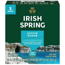 Irish Spring Bath Bar Active Scrub 3 Soap Bars 3.7oz each