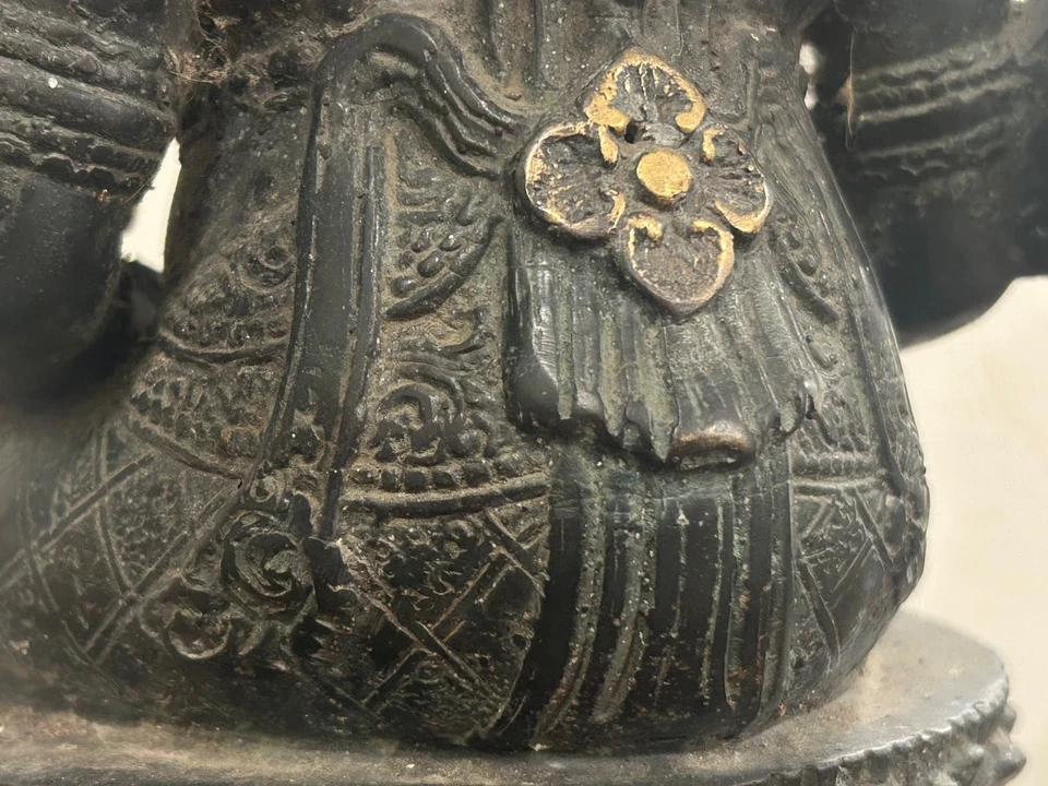 Antigua estatua india de bronce de Ganesha - Deidad elefante de pie de 26" Foto 4 de 4