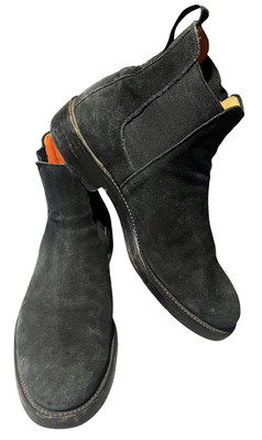 Rag & Bone X Grenson Boots Mens Size 9.5 Black Suede Chelsea Ankle Pull On