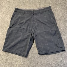 O'neill Shorts Mens 34 Gray Blue Plaid Casual Walking