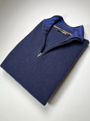 Colin Montgomerie 1/4 Quarter Zip Jumper Navy Wool Sweater Men s L [503]