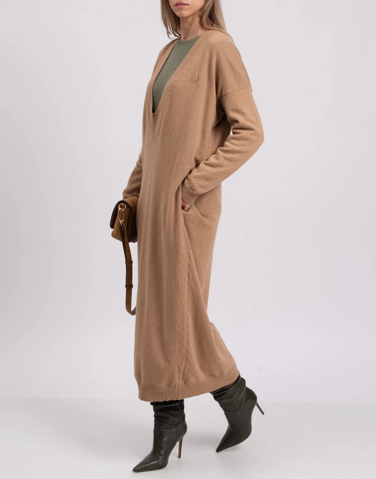 PVP €1100 BLUMARINE Vestido Jersey IT40 US4 UK8 S Mezcla de Cachemira y Lana Cuello Profundo Foto 3 de 4