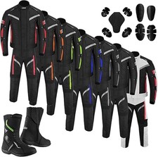 Men Motorbike Suit Racing Armoured Waterproof Motorcycle Jacket Trouser Boot Set