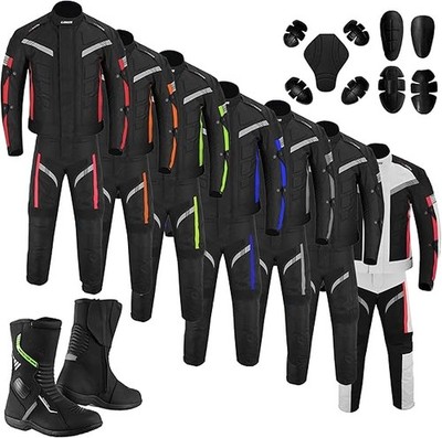 Herren Motorrad Anzug Racing Gepanzert Wasserdicht Motorrad Jacke Hose Stiefel Set