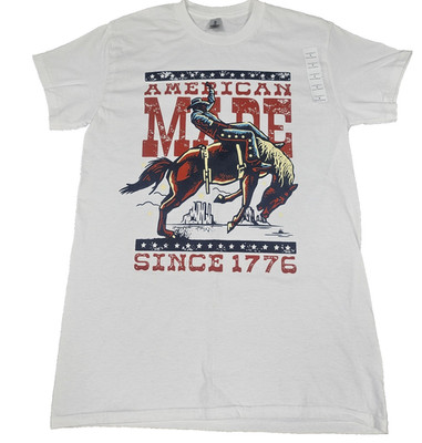 Men's Crew Neck T Shirt Small Printed American Made Since 1776 Gildan Cotton