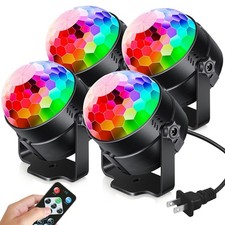 Luditek 4-Pack Sound Activated Party Lights with Remote Control Dj Lighting, ...