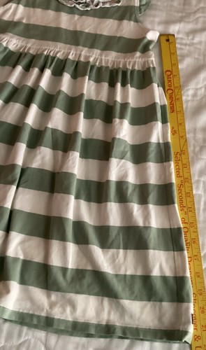 Matilda Jane Dress Youth 10 Green White Stripe Flutter Sleeve - Picture 10 of 11