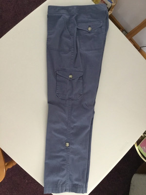 L.L. Bean Blue Cotton Twill Cargo Pants Straight Leg Favorite Fit Womens 10