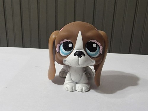 Littlest Pet Shop LPS Bassett Hound #1205 Brown White Dot Eyes Hasbro ...