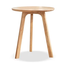 Round-tail table - Natural color, 100% natural solid oak, three-legged structure