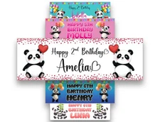 Personalised Panda Design Birthday Banners Children Kids Party Decoration 14