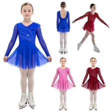 Girls Figure Skating Festival Dancewear Tulle Dress Flowy Performance Ballet