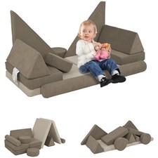 Kids Foam Climbing Blocks, 12 Pieces Climbing Toys for Toddlers Khaki