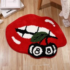 Red Lips Bathroom Rug - Lips Shaped 8 Ball Tufted Bath Mat Non-Slip, Soft Abs...