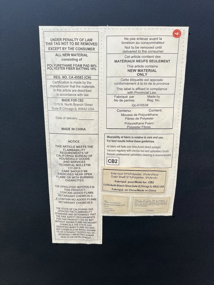 🪑 CB2 提示灰色休闲椅 – 现代设计 – 状况完好 — 第 2/4 张图片