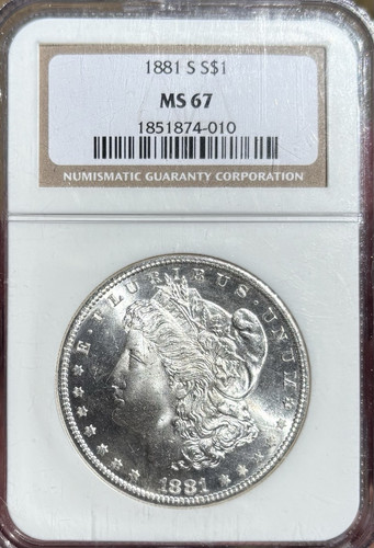 1881-S Morgan Silver Dollar – NGC MS67 – Stunning Luster & Strike!
