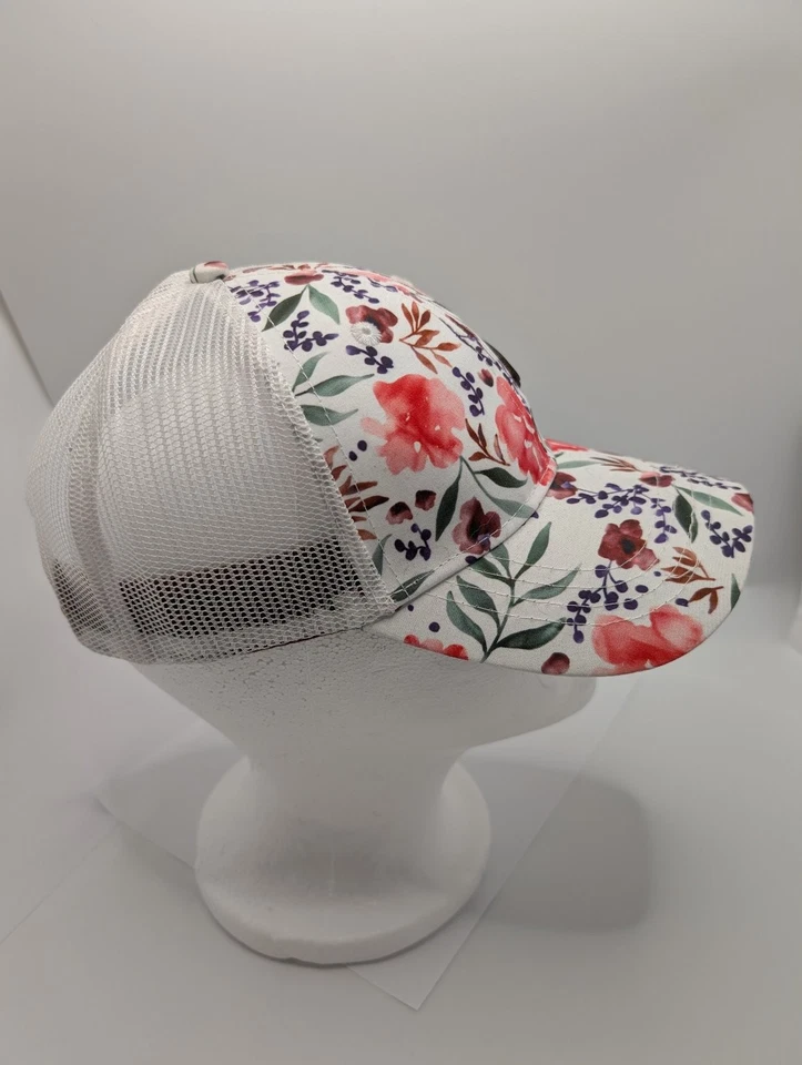 Sombrero de Cuero Tejedor Para Hombre Floral Camionero Malla Snapback Ajustable Blanco Unisex Foto 3 de 4