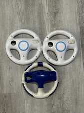 2x Genuine OEM Mario Kart Racing Steering Wheel & 1 Nerf - Nintendo Wii